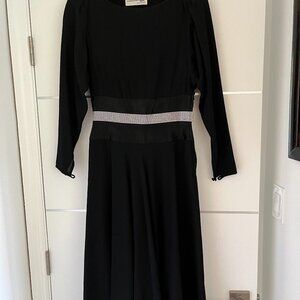 Albert Nipon Black Wool Dress